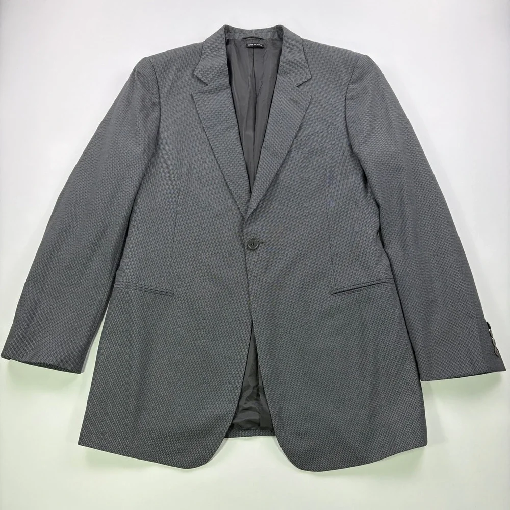 Giorgio Armani Borgo 21 Blazer Mens 44L Grey Wool Silk 1-Button Sport Coat Italy